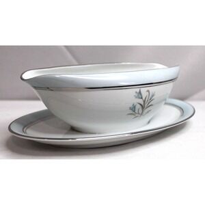 Vintage Noritake China BLUEBELL 5558 Gravy Boat w/ Plate Discontinued 1954-1971